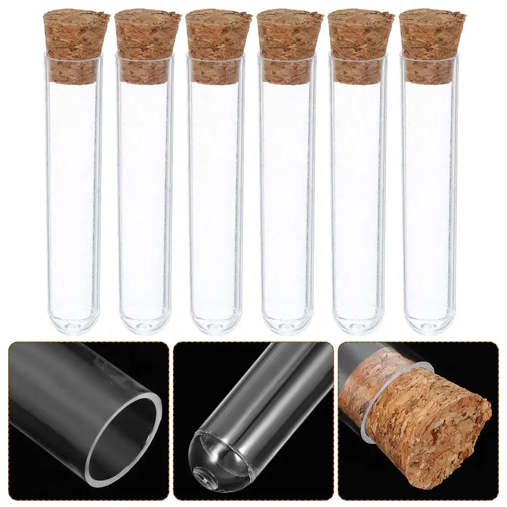 

40Pcs Clear Plastic Vials with Stoppers for Spice Powder Candy Storage Test Tube Lab Specimen Use