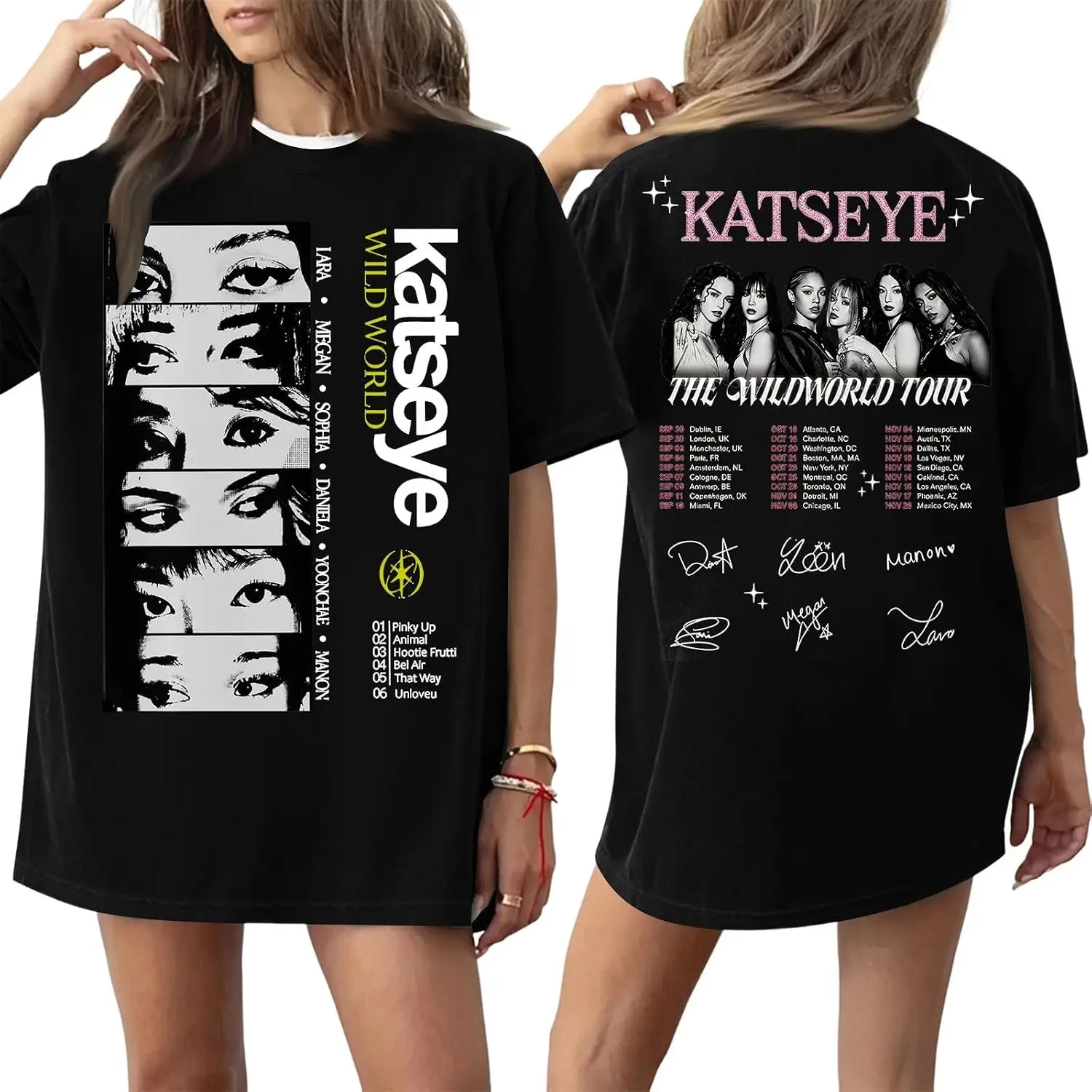Fashion Katseye T-shirt for Women Short Sleeve Katseye The Wildworld Tour 2026 Tshirt Fun Singer Girl Group Katseye T Shirt