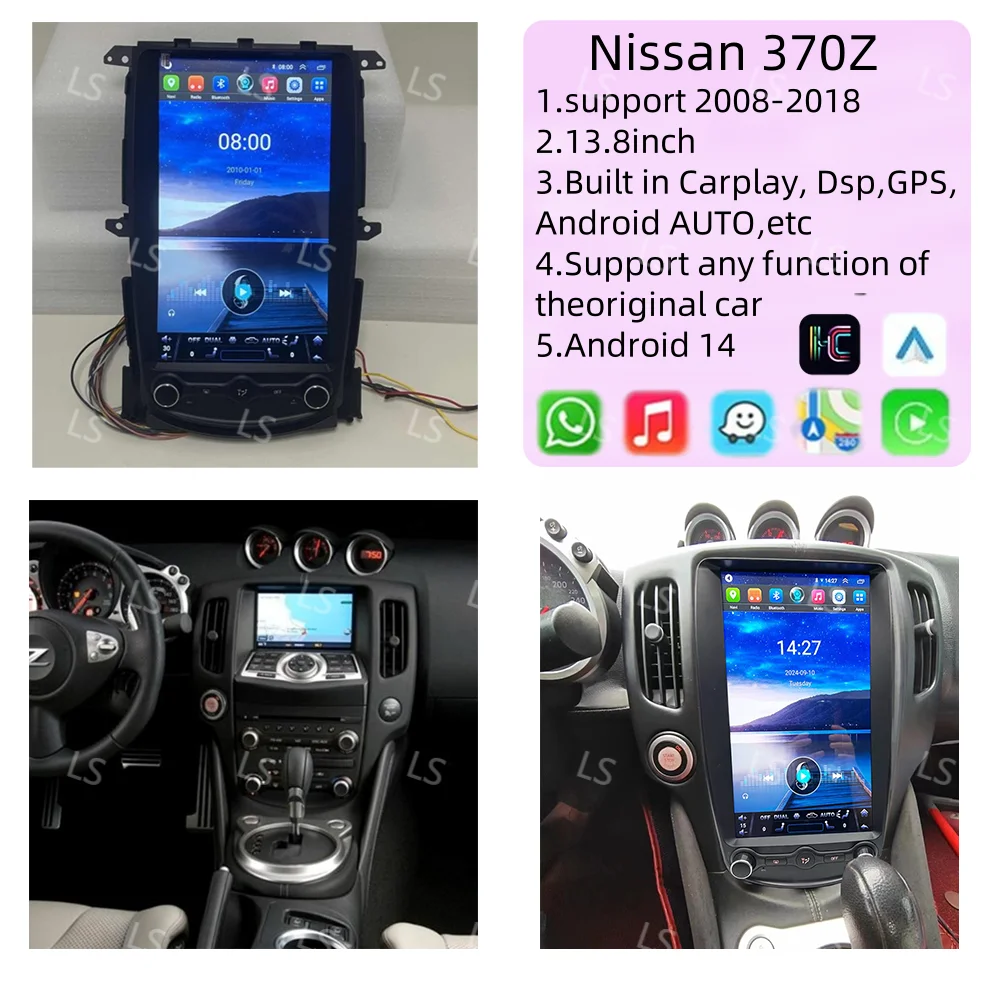 

Android14 Radio for Nissan 370Z Z34 1920x1080 Screen Car Multimedia Player with Auto GPS Navigation, 4G Connectivity CarPlay