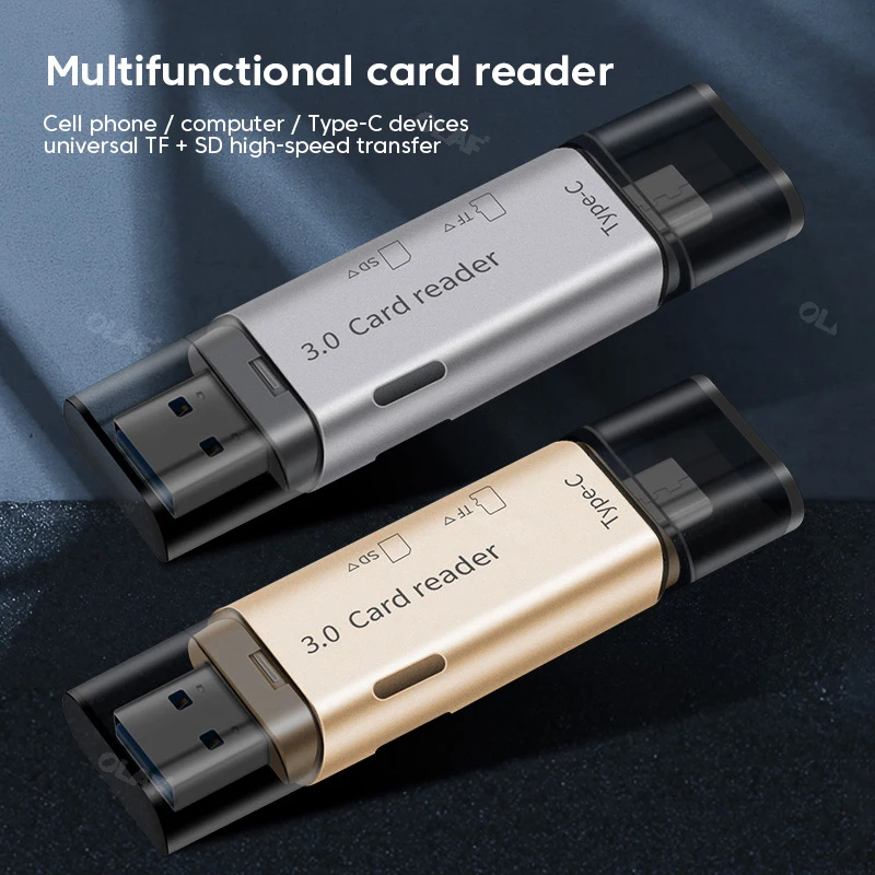 Elough 4 in 1 USB 3.0 to Type C OTG Adapter Supporting TF SD Memory Card Multifunction Card Reader for Mobilephone PC Macbook