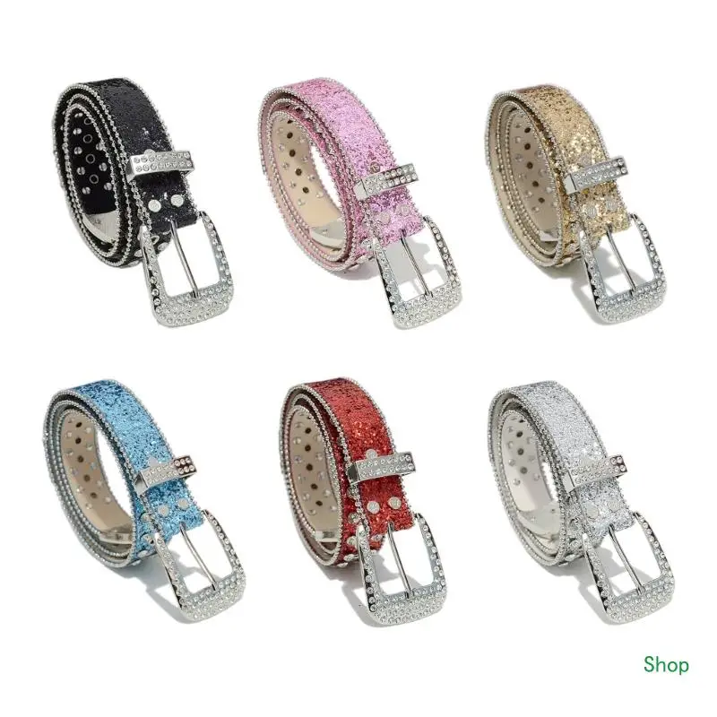 

Dropship Shinning Buckle Belt Woman Man Teens Locomotive Belt for Jeans Skirt