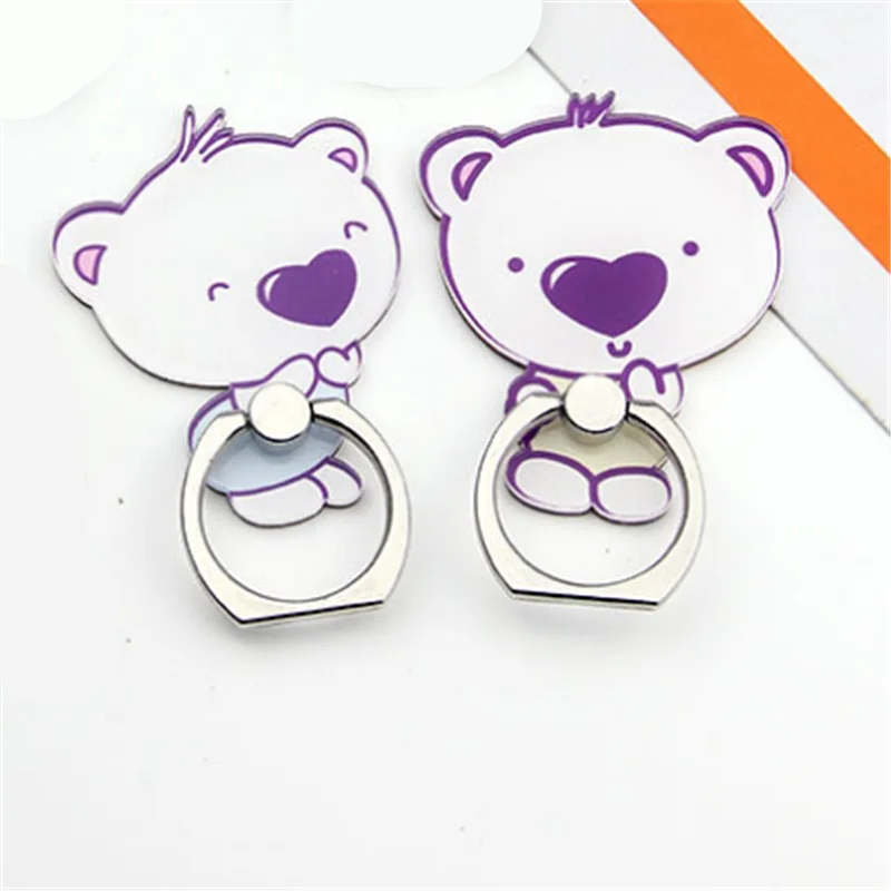 360 Degree Cartoon Couple Bear Finger Ring Smart Phone Stand Holder Mobile Phone Holder Stand For iPhone Huawei All Phone