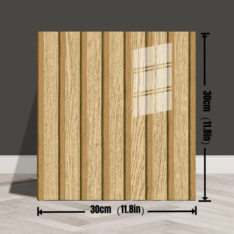 Wood Grain Grille Wall Stickers Bedroom Walls Decor Peel and Stick Waterproof Wall Panels Backsplash Foam Wallpaper Wall Sticker