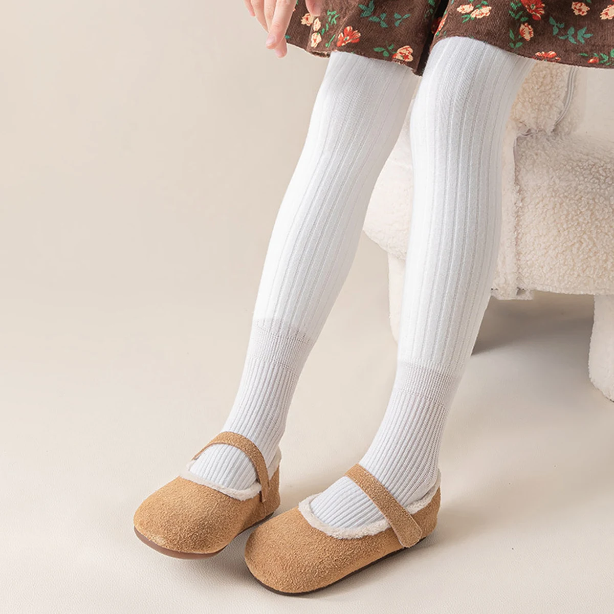 3PCS Thick Fleece Lined Girls Tights, Solid Color Warm Winter Pantyhose, Baby Kids Thermal Footed Leggings for Daily Wear
