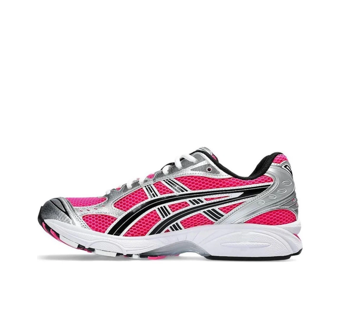 Asics Gel-Kayano 14 Zapatillas para correr bajas con cordones y punta redonda, antideslizantes, unisex, blanco plateado