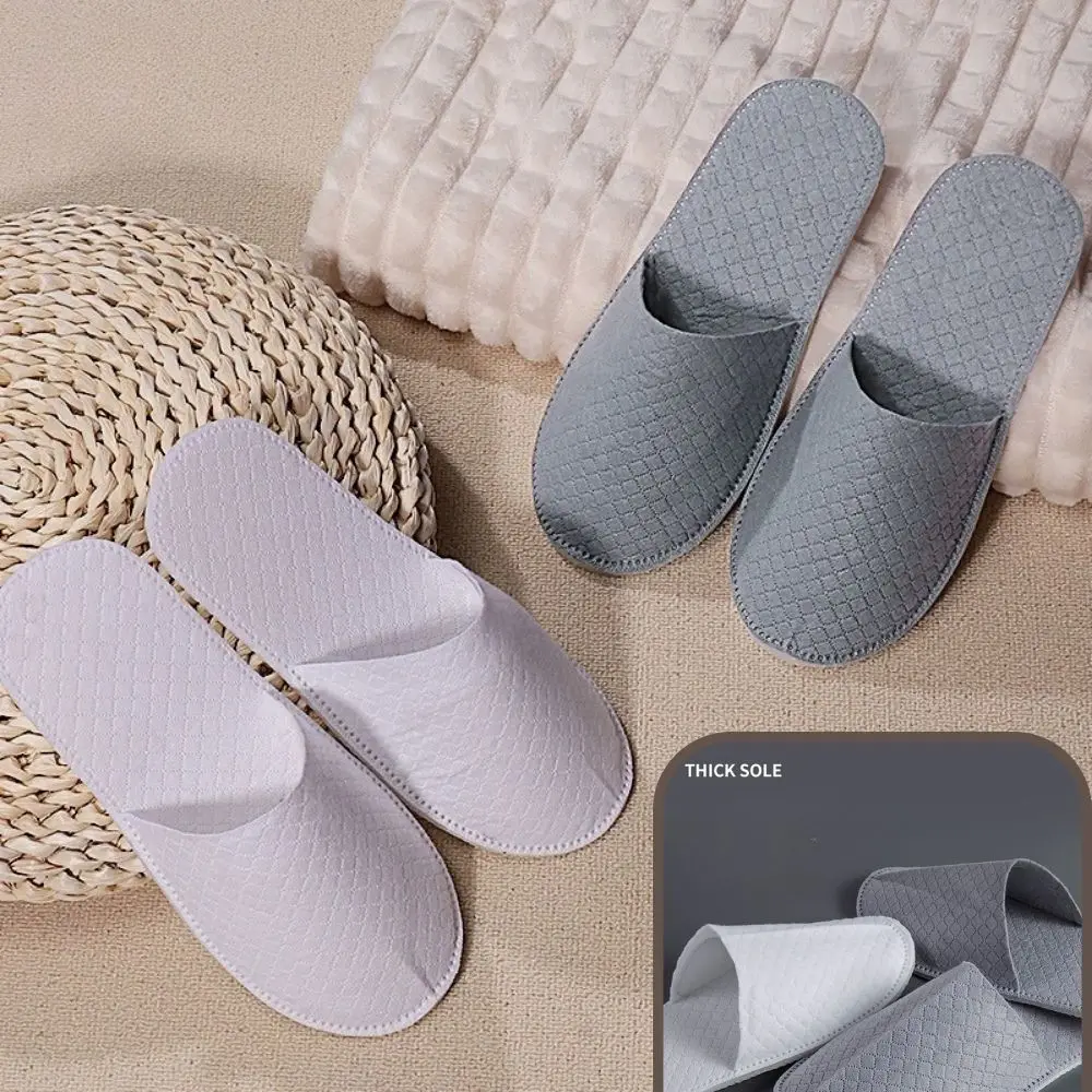 1 pasang sandal sekali pakai wanita pria sandal Non-slip tamu rumah sandal Hotel Spa warna Solid sepatu perjalanan pernikahan grosir