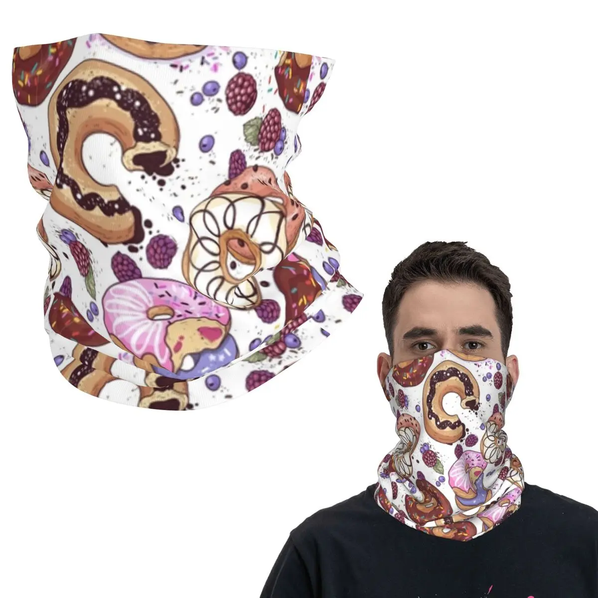 

Пончики с посыпами, милая бандана, гетры с принтом, шарф, теплый головной убор для мужчин, женщин, взрослых, всесезонный