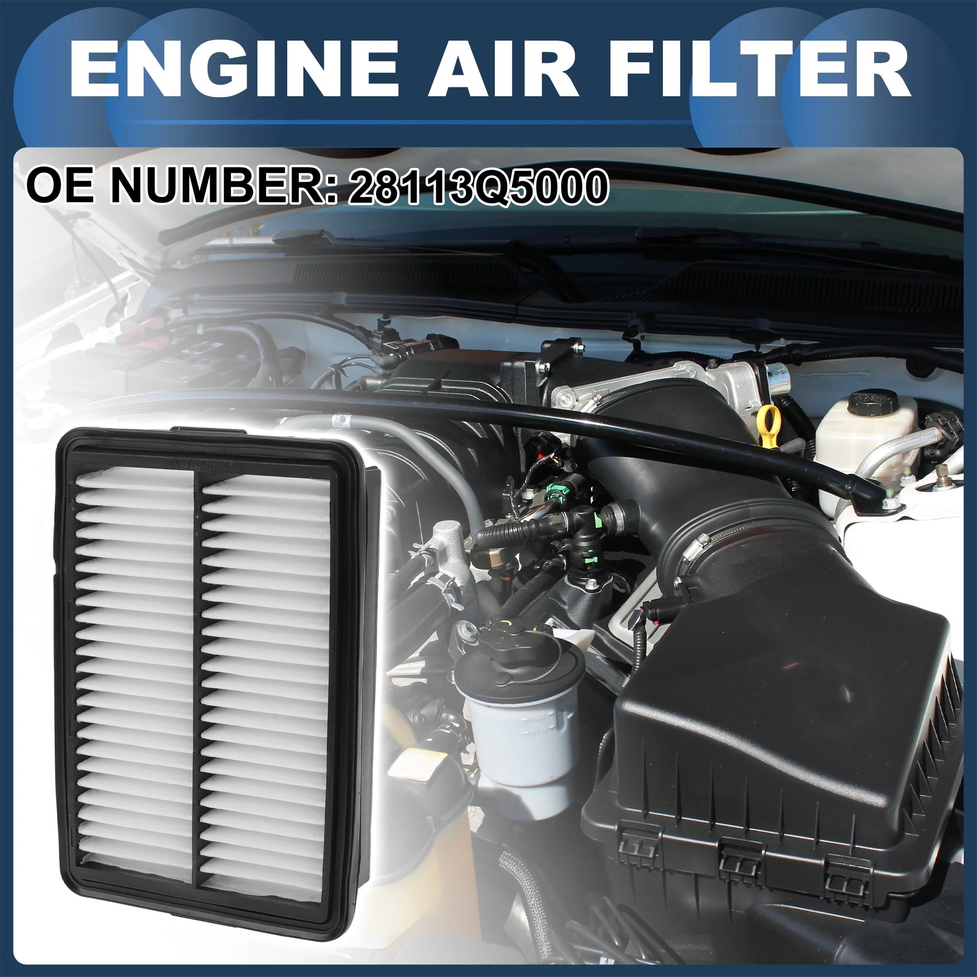 UXCELL Car Engine Air Filter No.28113Q5000 for Kia Seltos 2021-2024 1 Pcs Long life