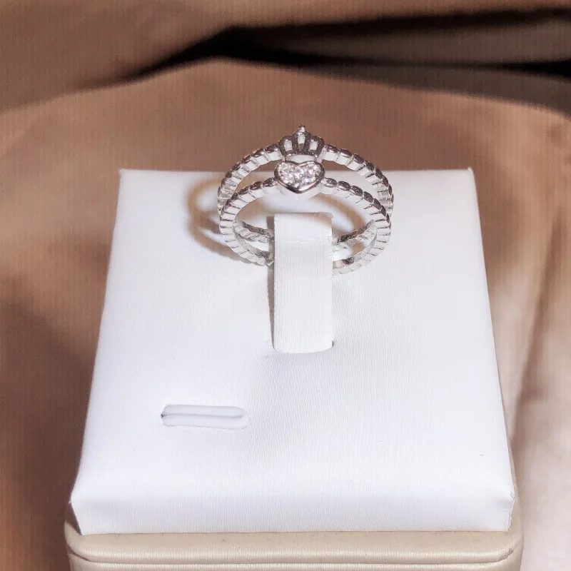 Exquisite Love Design Crown Hand Heart Claddagh Ring Double-deck 925 Sliver Color Rose Gold Color CZ Crystal Rings for Women