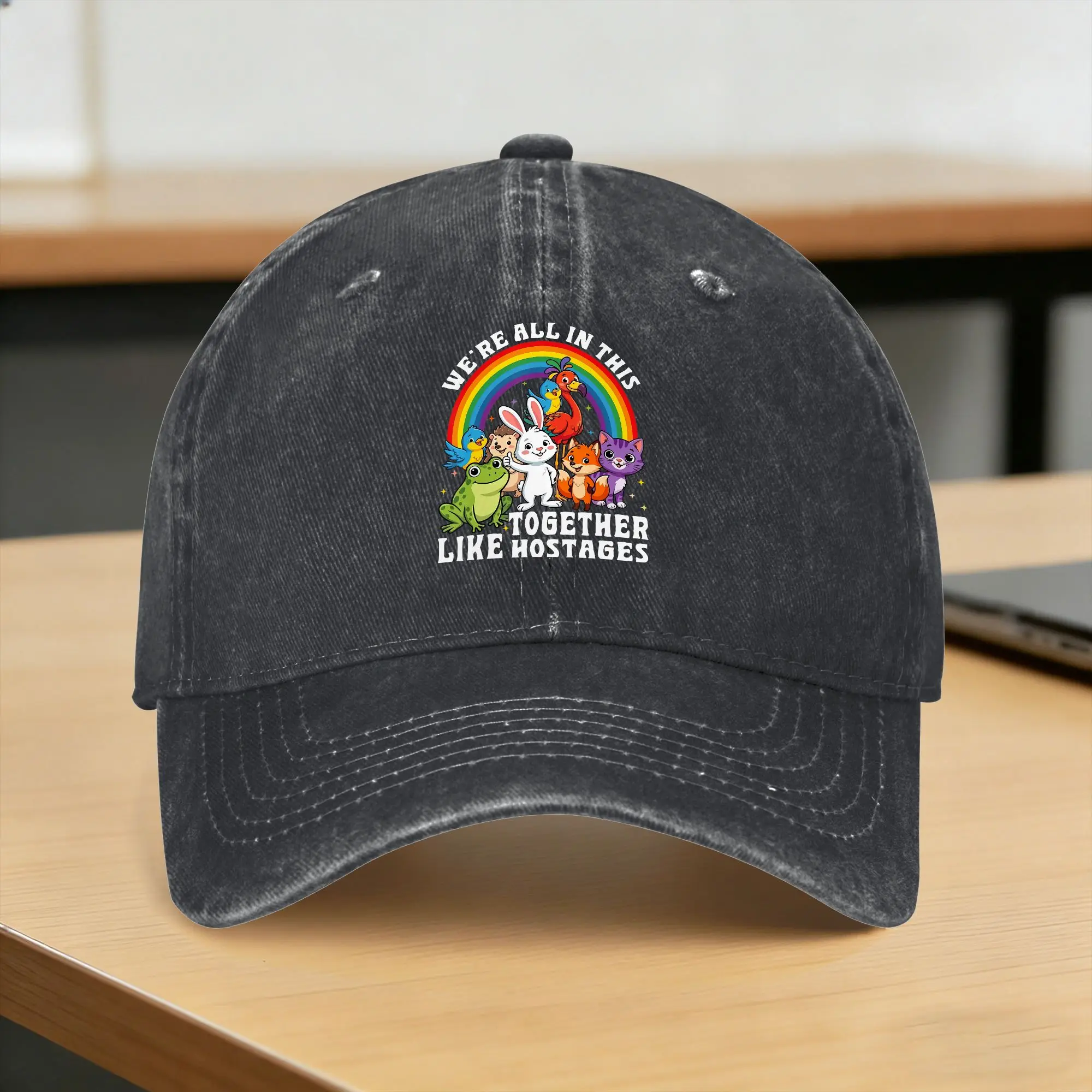 Somos Todos En Este, Juntos Como Refugiados, Gorra de Béisbol Divertida y Sarcastica, Gorra de Hip Hop Unisex para Adolescentes, Gorra Snapback Lavada