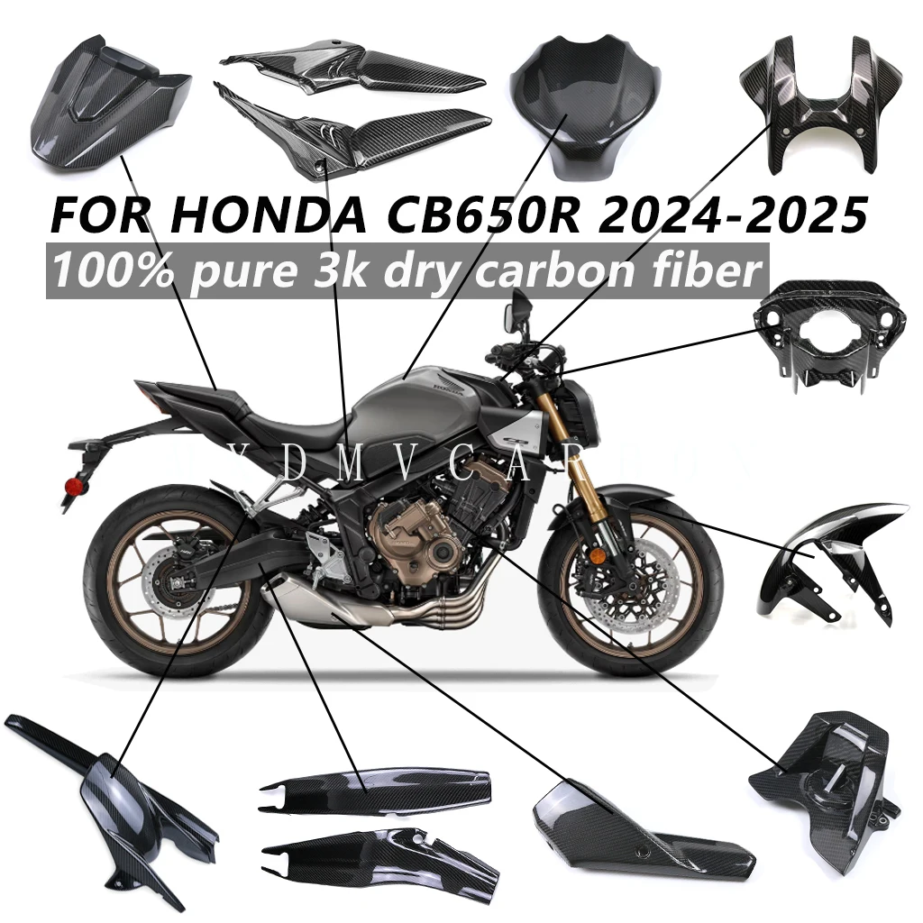 

For HONDA CB650R cb650r 2024 2025 Fender Fuel Tank Cover Side Panel Fairing100% 3k Dry Carbon Fiber Motorcycle Accessories