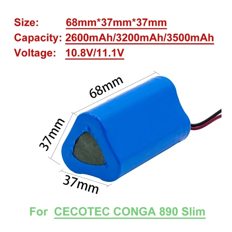10.8V/11.1V Lithium Battery For CECOTEC For CONGA Slim 890,Wet Robotic Vacuum Cleaner Battery High Quality
