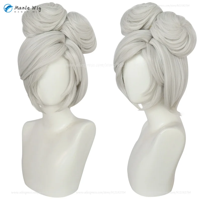 Gioco Purah parrucca Cosplay parrucche Costume Purah Link corto argento bianco con panini capelli sintetici resistenti al calore parrucche Anime +