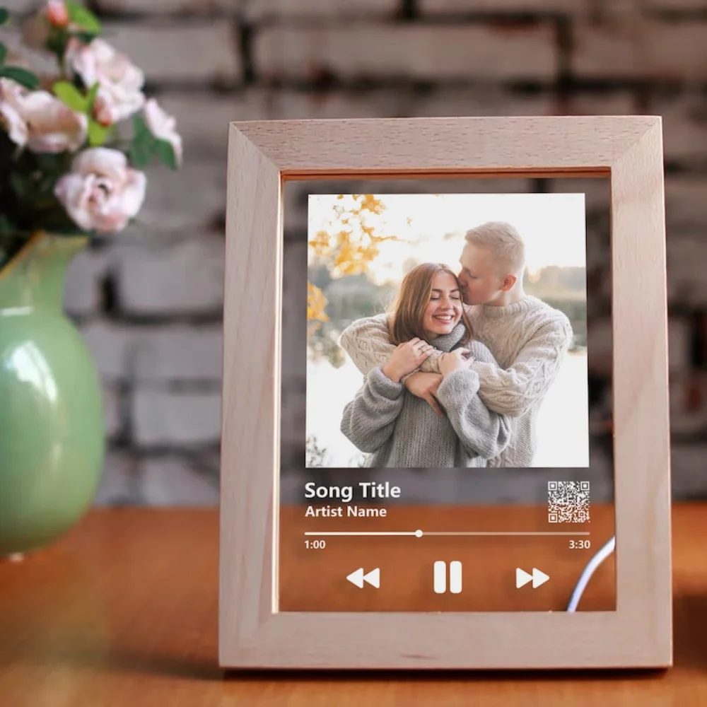 Personalized 3D Photo Frame Night Lamp Custom Couple Picture Frames Wooden Frame Unique Anniversary Wedding Christmas Gift