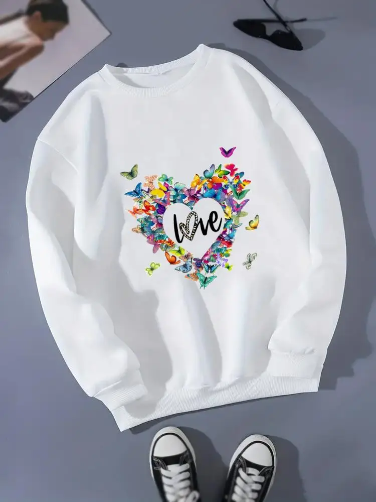 

Love Heart Letter 90s Trend Clothing Lady Long Sleeve Winter Fashion Casual Graphic Sweatshirts Women Print Fleece Pullovers