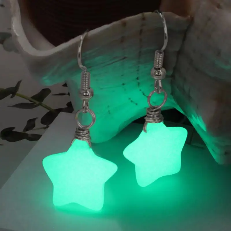 Fashion Luminous Stone Earrings For Women Lovely Star Shape Glow In The Dark Ear Ornaments Trending Jewelry Gift