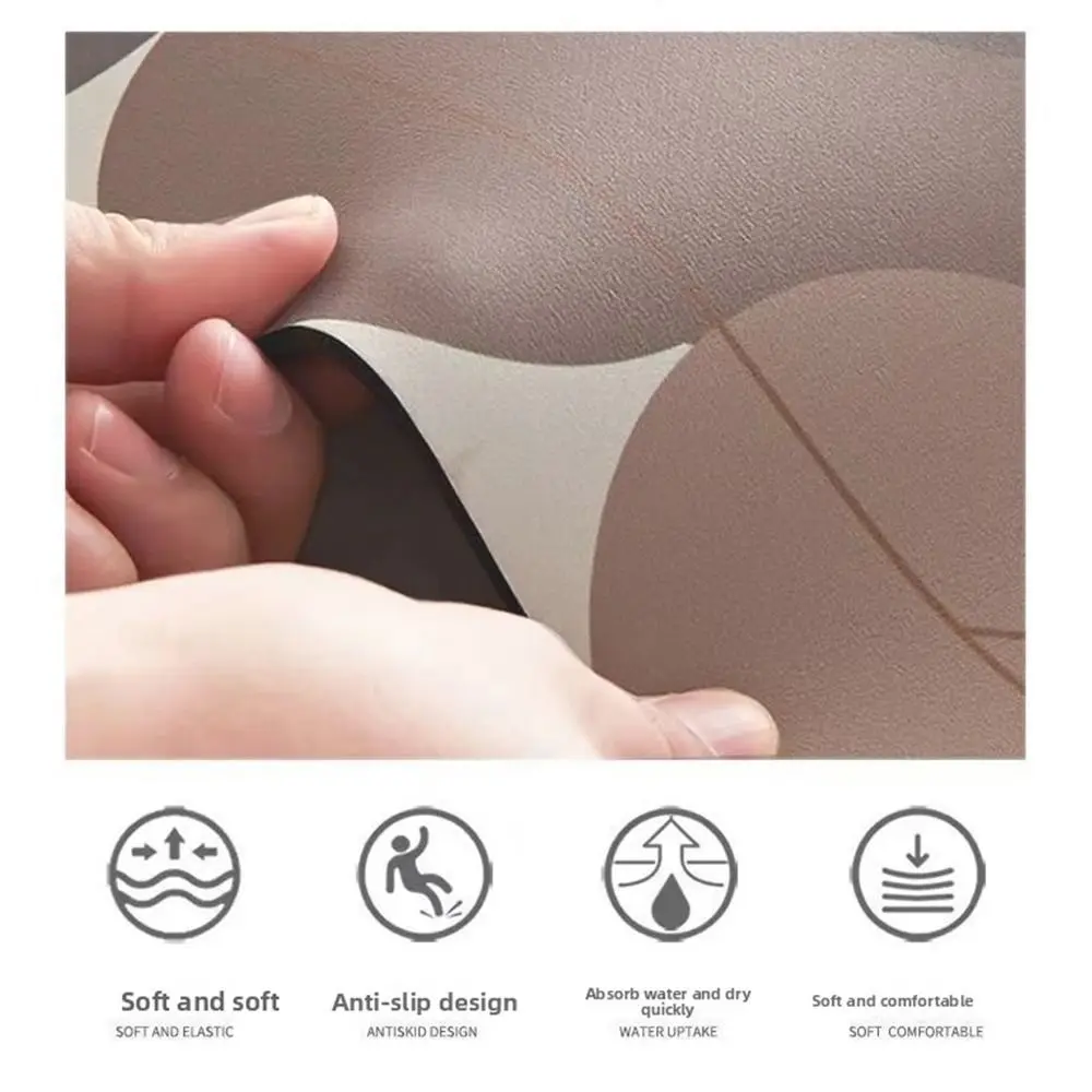 Diatom Mud Material Diatomite Floor Mat Easy To Clean Slip Resistant Base Non Slip Doormat Green Leaf Pattern Entryway Door Mat