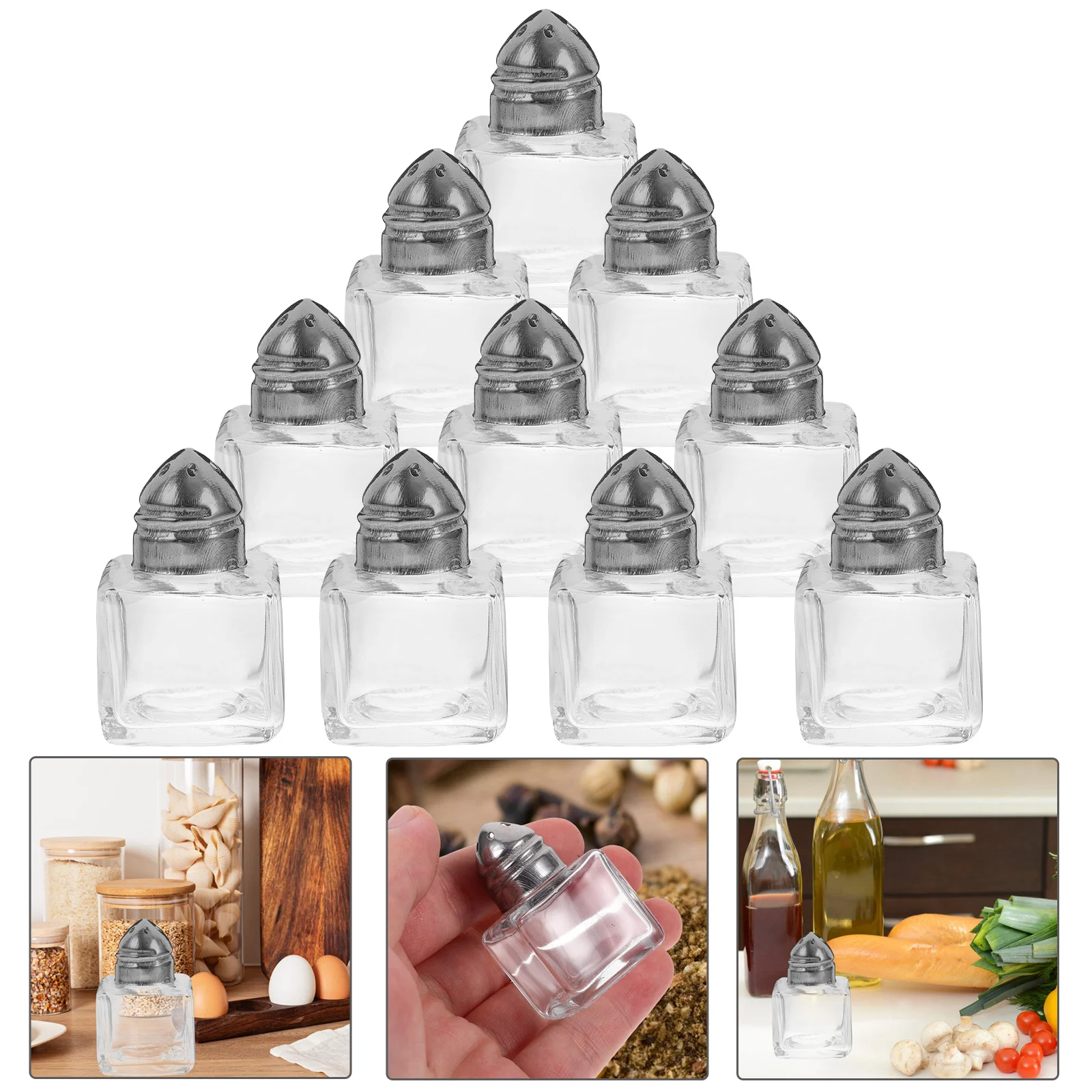 

10 Pcs Condiment Mini Spice Jar Travel Coffee Grinder Shakers Glass Seasoning Storage Container