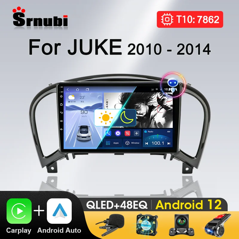 Srnubi Android 12 Car Radio for Nissan Juke YF15 2010 2011 2012 2013 2014 Multimedia Player Navigation GPS DVD Carplay 4G Stereo