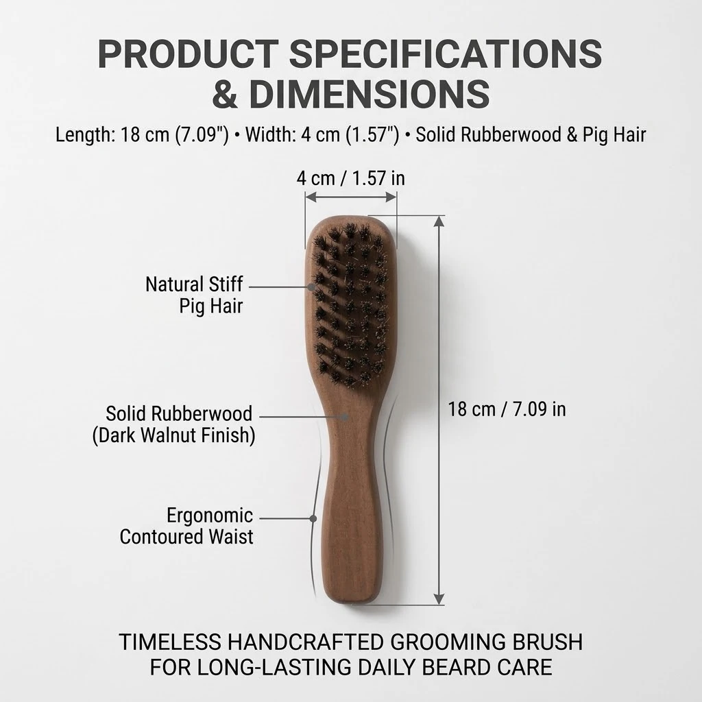 Natural Boar Bristle Beard Brush with Ergonomic Handle