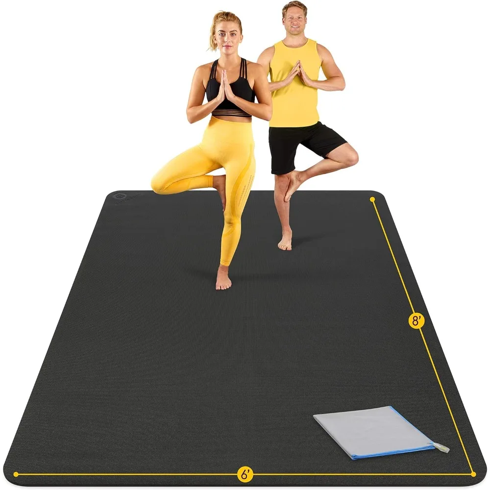 Large Yoga Mat 8'x6'x8mm Extra Thick, Durable, Eco-Friendly, Barefoot Exercise and Premium Fitness Home Gym Flooring Mat