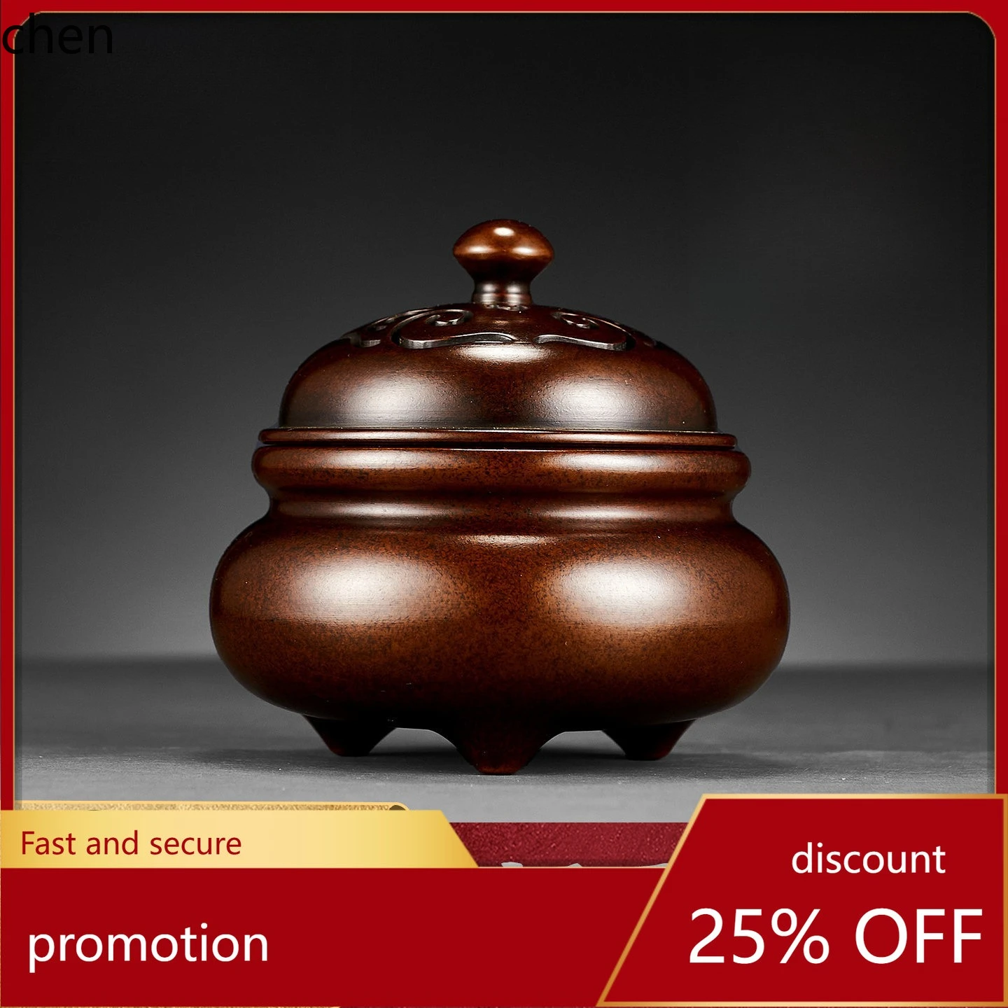 Cz purple copper pure copper incense burner for home indoor purifying air sinking line sandalwood burner coil tea ceremony