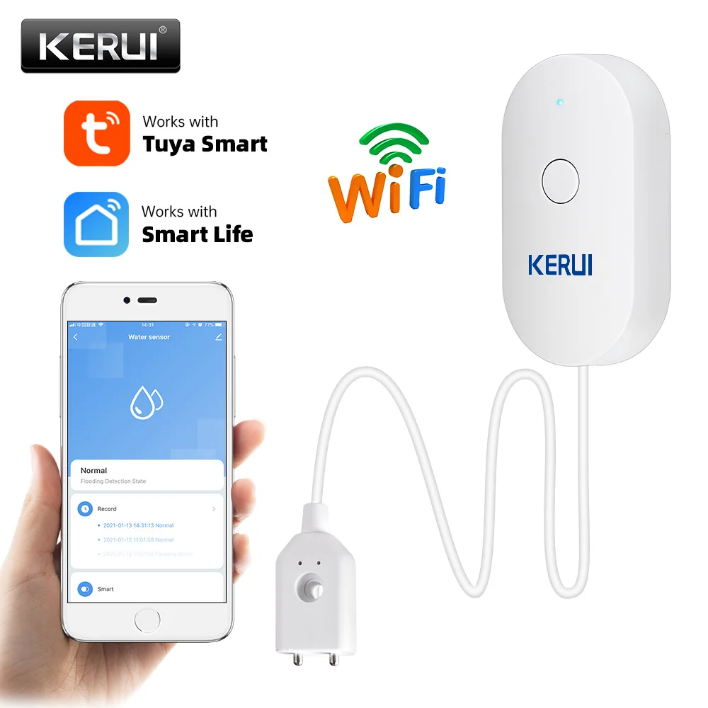 KERUI WL21 WiFi إنذار تسرب المياه مستشعر الفيضانات كاشف مستوى المياه الحياة الذكية APP مراقبة عن بعد تسرب إنذار السلامة الأمن #6