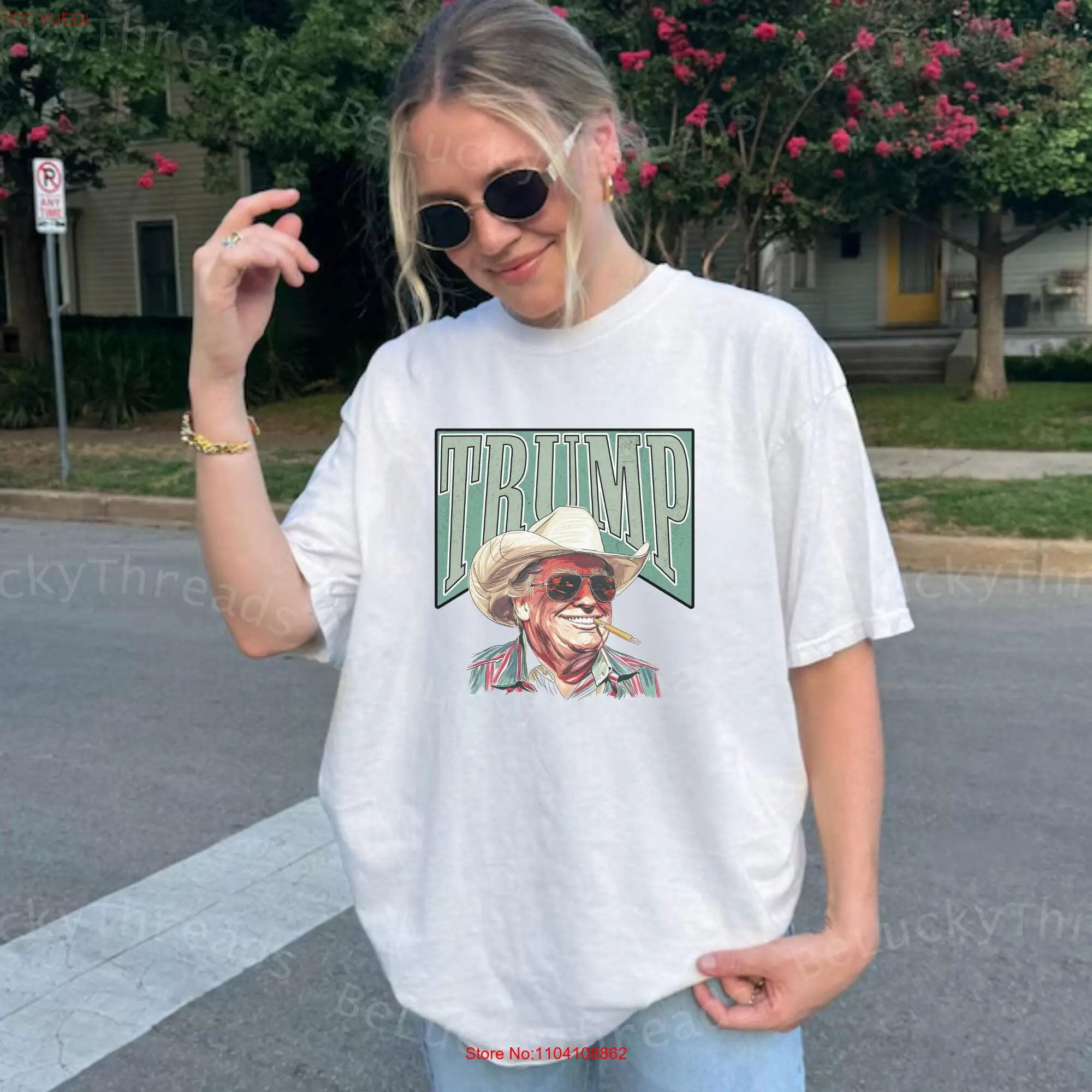 Comfort Colors Western Trump T Shirt Cowboy Hat Trumpshirt Shot Quality Meme for Women long or short sleeves