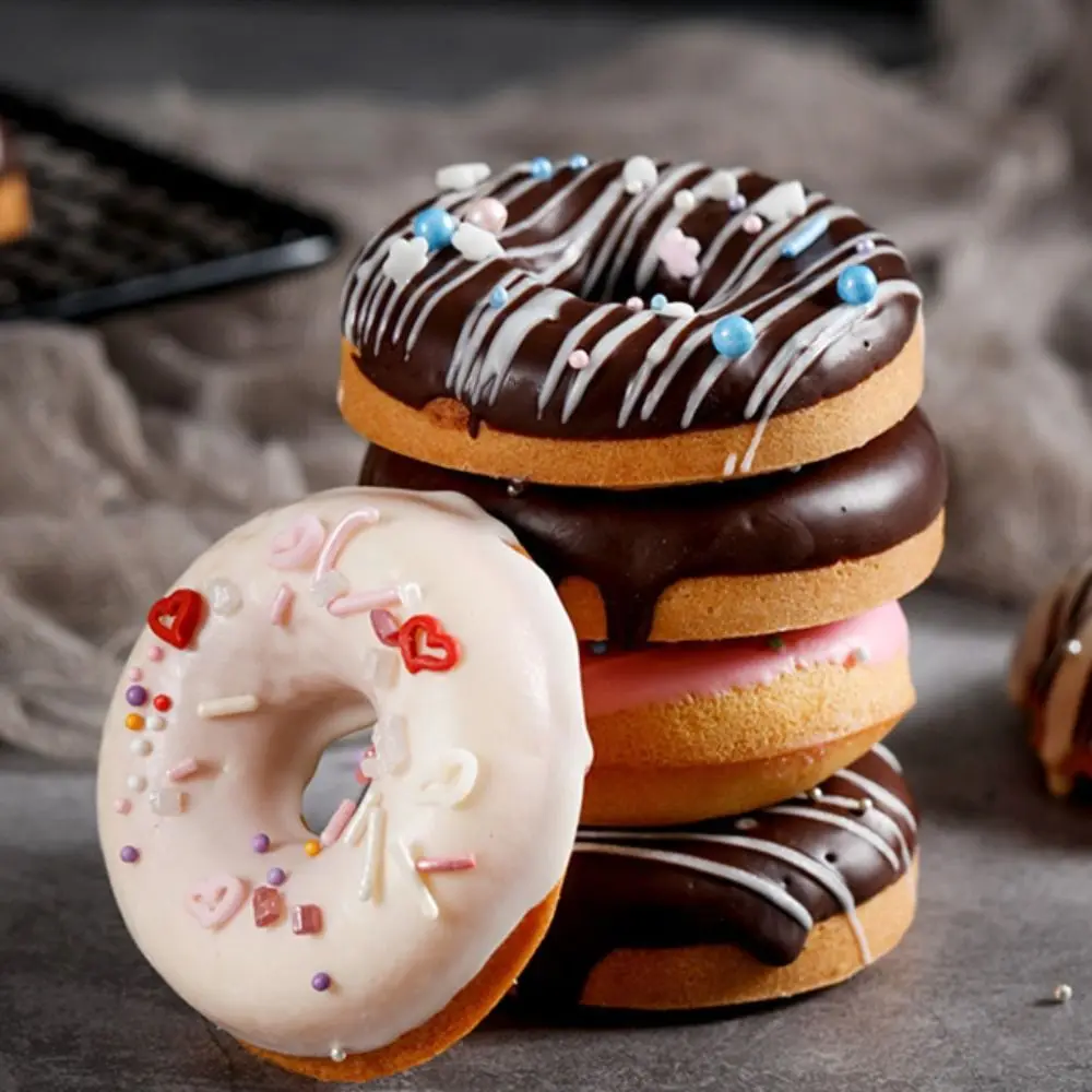 

6/12 Cavity Donut Baking Mold Non-Stick Carbon Steel Muffin Cakes Mold Reusable 4 Shapes Donut Muffin Pan Pudding