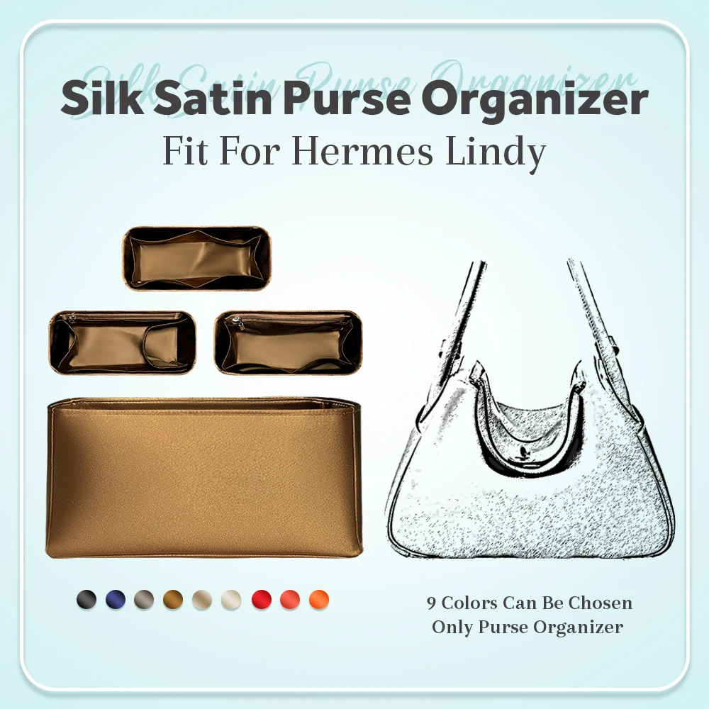 Silk Satin Purse Organizer Insert, Inside Stroage Bag Insert Fit for Hermes Lindy Handbag Lightweight Organizer Inner Liner Bag