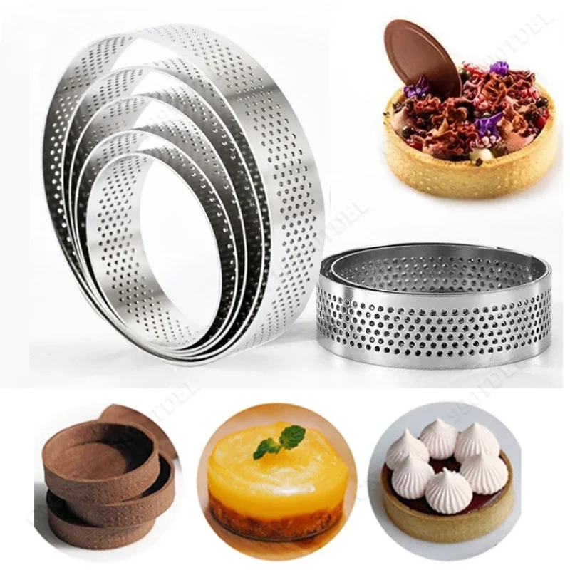 5-10cm DIY Tart Ring Mold Cake Tools French Dessert Bakeware Cutter Round Shape Decorating Tool Perforated Mousse Circle