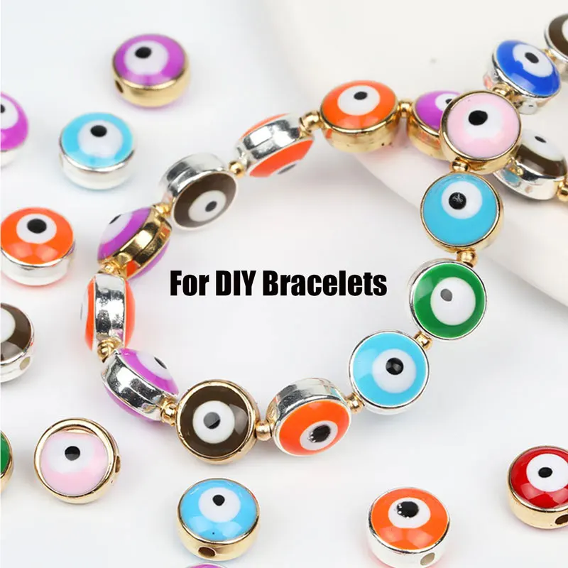 50 teile/los 5mm Spacer Evil Eye Perlen Lose Perlen Für Schmuck Machen DIY Handarbeit Armbänder Liefert Zubehör – Detail 9