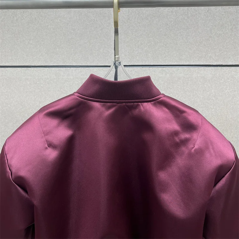 Vestes pour femmes 2025 hiver nouveau col de baseball coupe ajustée veste de pilote Satin brillant manteau pour femme veste rembourrée en coton vêtements d'extérieur