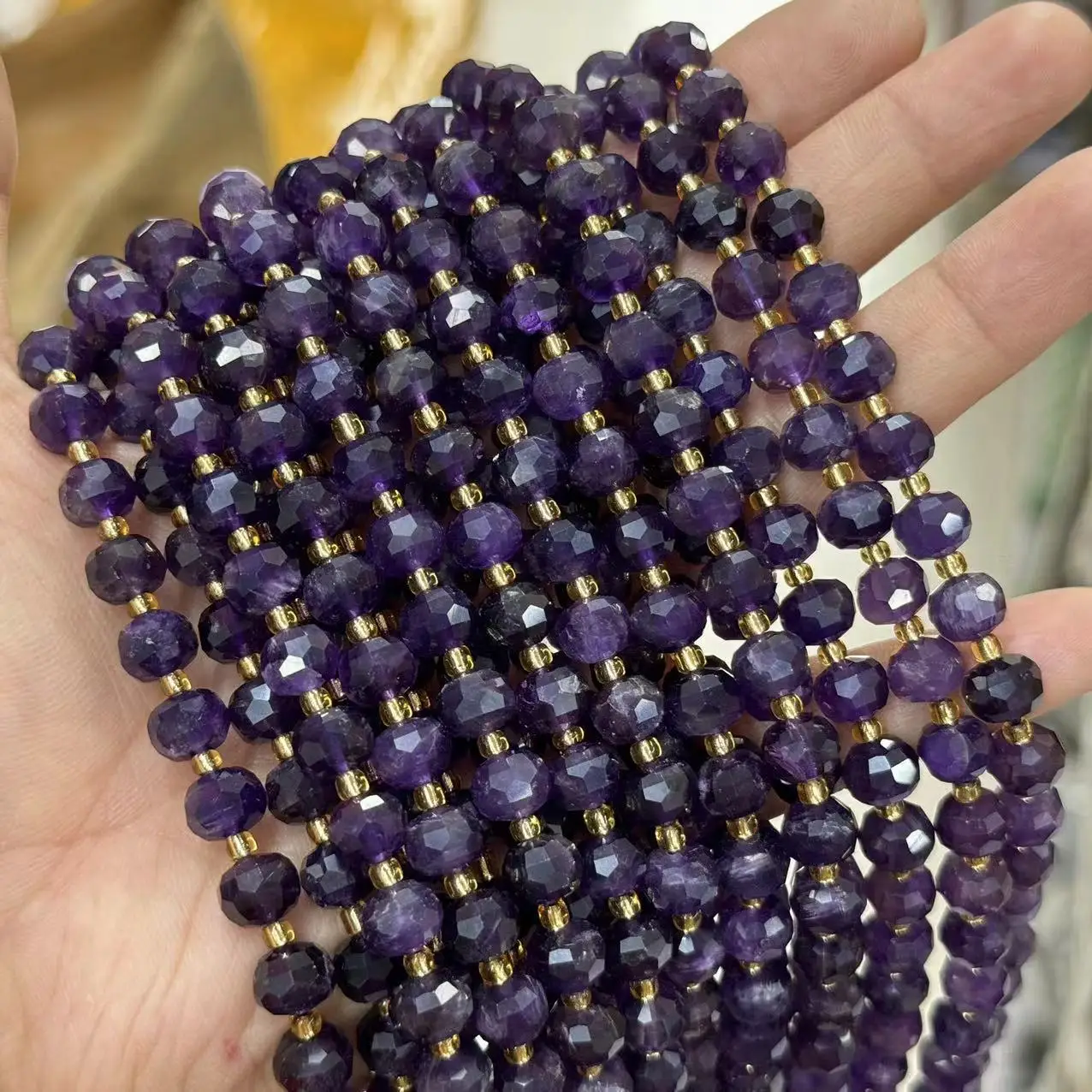 8Mm Natural Stone Faceated Drum Bead Faceted Abacus Loose Bead Crystal Agate Bead Partition DIY Jewelry Accessories Wholesale