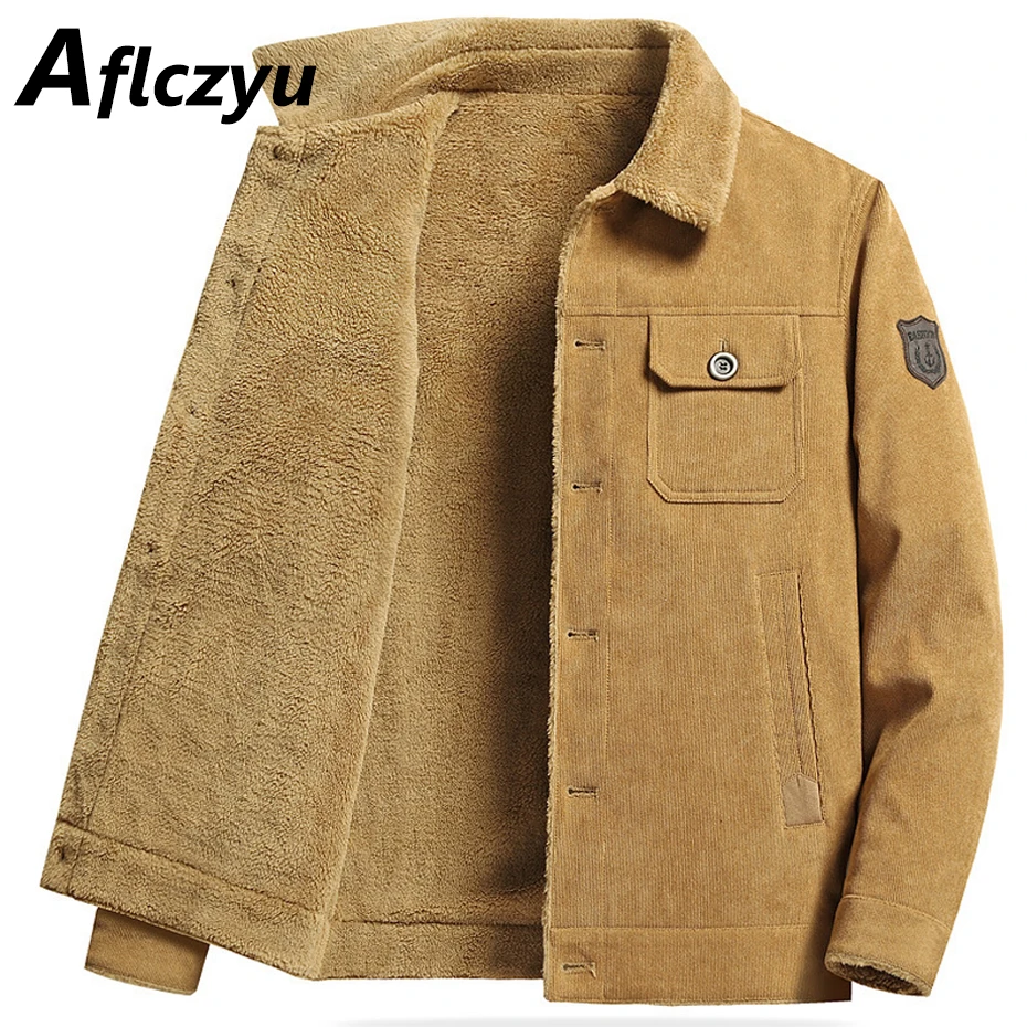 

Corduroy Jacket Men Autumn Winter Thick Fleece Jacket Coat Fashion Casual Corduroy Coat Male