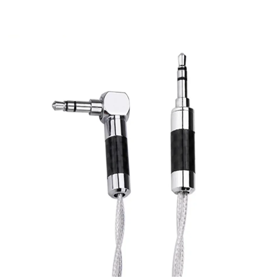 

Hifi 3.5mm Jack AUX Cable Pure Silver Core 3.5 Jacks Earphone Audio Cables Right Angle 90 Degree Rhodium Plated Headphones