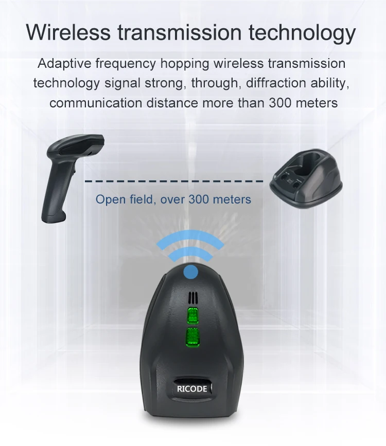 الصين سعر المصنع 2D ماسح الباركود اللاسلكي USB COM PS/2 RS232 المسح اللاسلكي قارئ رمز الاستجابة السريعة