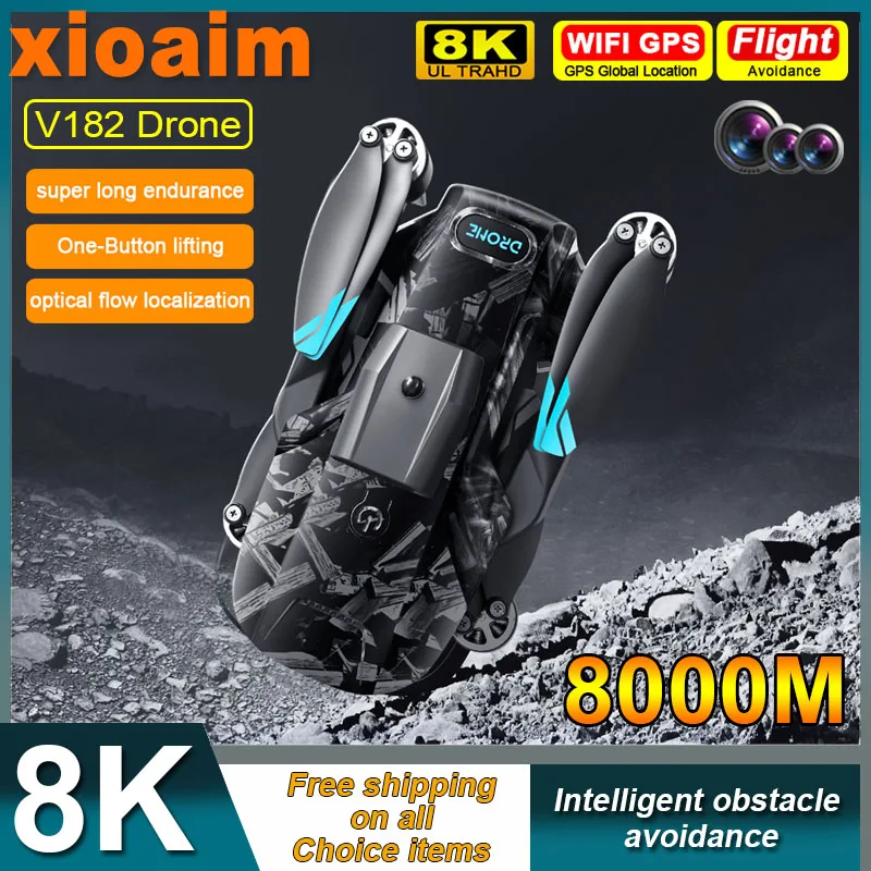 For Xiaomi V182 Drone Professional Brushless Motor 4K 8K 5G Dual HD Aerial Photography FPV Obstacle Avoidance Quadrotor for Toys