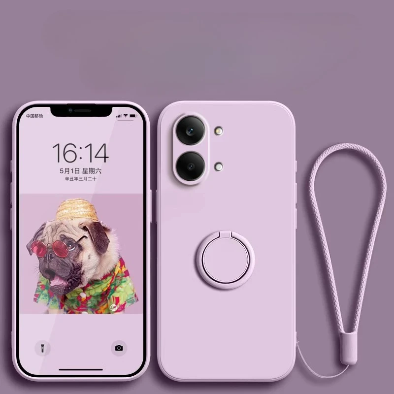 360-Grad-Fingerring-Quadrat-Silikonhülle für Xiaomi POCO X8 Pro Max Redmi Turbo 5, weiche Rückseite