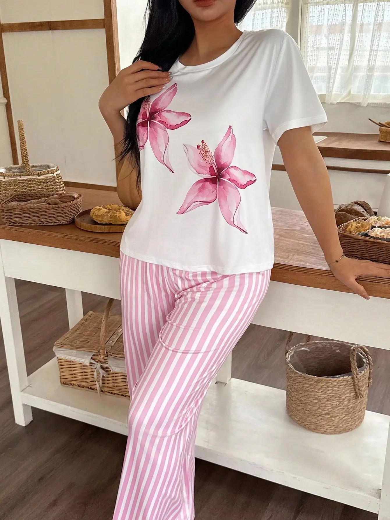 Pyjama Femmes 2 Piece Set Short Sleeve Sleepwear Women Home Suit for Women Pajama Night Wear Ladies Two-piece Set Woman Pajamas