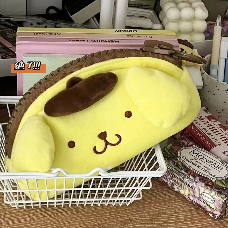 Sanrio Cartoon Pudding Dog Plush Large Capacity Zipper Storage Bag Student Desktop Sorting Cartoon Stationery Pencil Box Gift