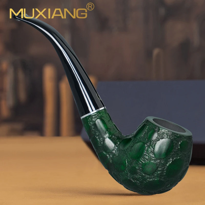 MUXIANG Ru Rainbow Series Hand Carved Briarwood Apple Tobacco Pipe Classic Curved Handle Bowl Gift