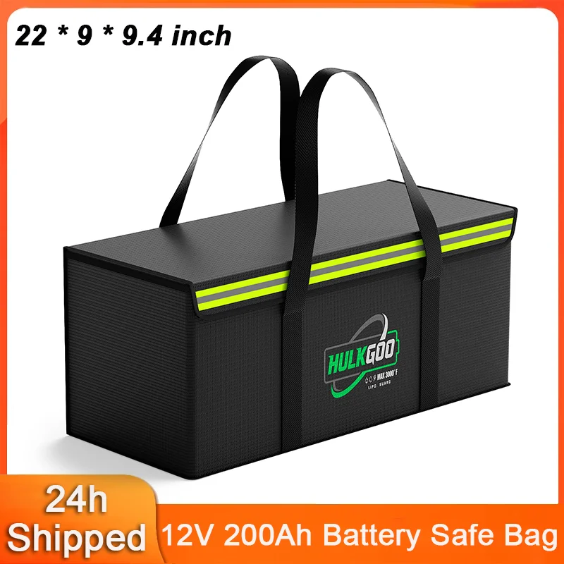 

12V 200Ah LiFePO4 Lithium Battery Fireproof Safe Bag Large Capacity Battery Protective Case Waterproof Storage Box 22*9*9.4inch
