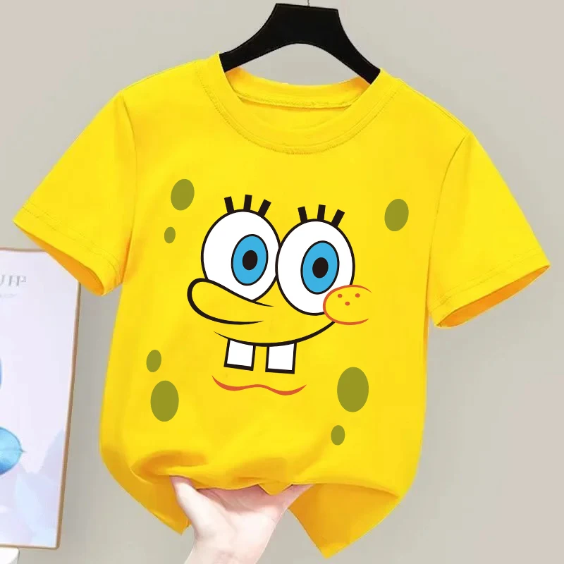 New Spongebob T-shirts for Children Kawaii Cartoon Graphic T Shirts Cute Kids Boys Casual Short Sleeves Tops Summer Girl Clothes