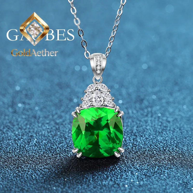 

GoldAether Luxury Solid Platinum PT950 Women's Green red Diamond Pendant Necklace