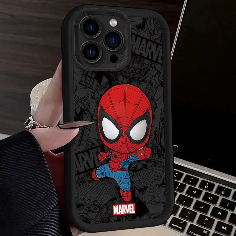 เคสโทรศัพท์ลายสไปเดอร์แมน เดดพูล กรูท สำหรับ iPhone 16 16E 15 14 13 12 11 Pro Max X XS X S Max XR SE 2020 SE4 7 8 ป้องกันแรงกระแทก