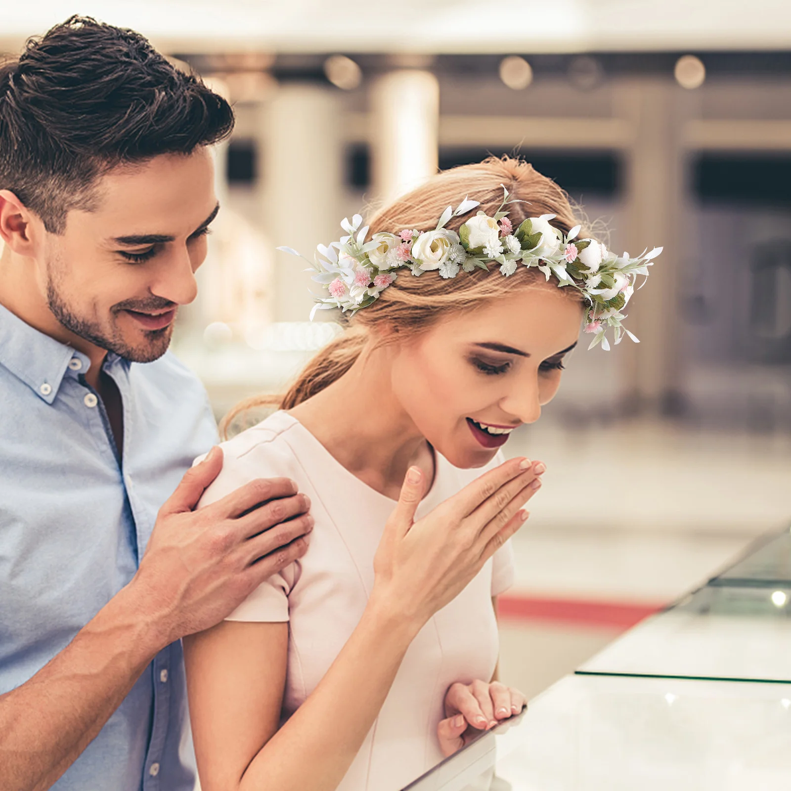 الرجعية الزهور إكليل بسط القماش هيرباند العروس حفل زفاف غطاء الرأس صور الدعامة الزفاف جارلاند أغطية الرأس الأزهار #1