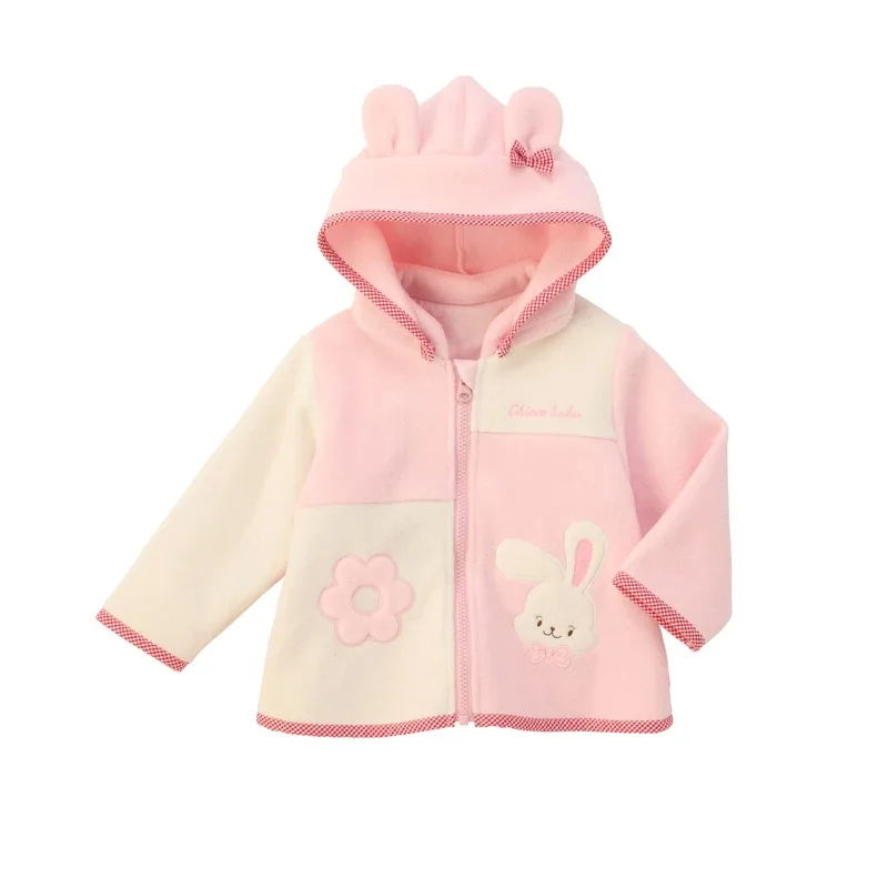 سترة بغطاء للرأس من الصوف الشتوي للفتيات مع تطريز زهور أرنب لطيف، ملابس خارجية دافئة ومريحة للفتيات الصغيرات في الخريف #2