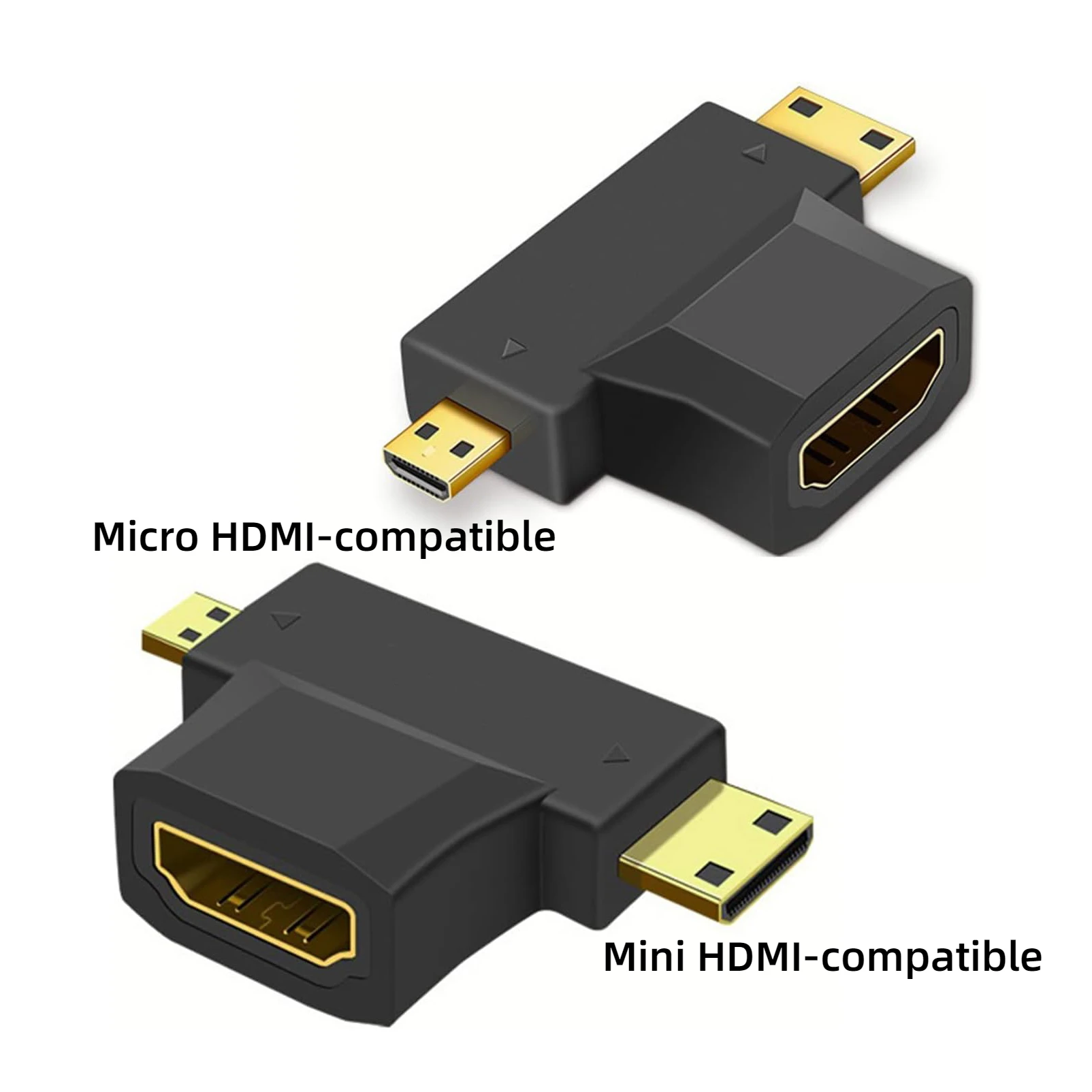 

2-in-1 HDMI-compatible Plug Mini HDMI-compatible/Micro HDMI-compatible Male to HDMI-compatible Female Adapter for Digital Camera