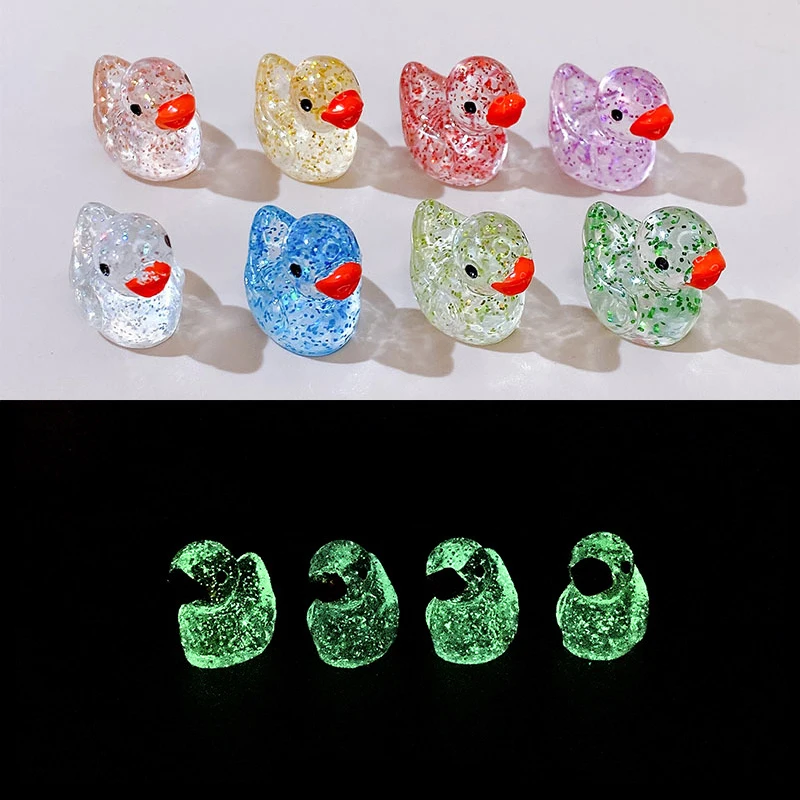 

50Pcs Mixed Colors Luminous Mini Ducks Micro Landscape Figure Ornament DIY Glowing Ducks Statue Potted Garden Decoration